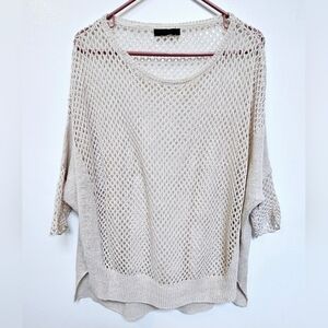 Tiger of Sweden S 100% Lenin  Hollow Out Fishnet Knit Loose Boho Sheer Sweater